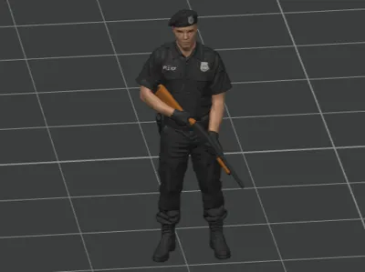 1-64 POLICE OFFICER WITH BERET AND LONG GUN 01 (RESIN)