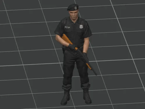 1-64 POLICIAL DE BOINA COM ARMA LONGA 01 (RESINA)