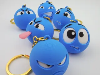 小蓝脸表情包钥匙扣 蓝脸emoji 小蓝豆表情包