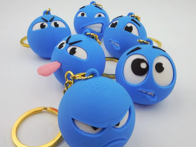 小蓝脸表情包钥匙扣 蓝脸emoji 小蓝豆表情包