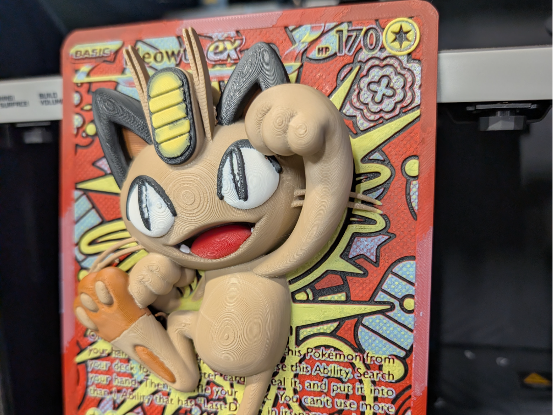 Oversized 3D Meowth Pokemon Card