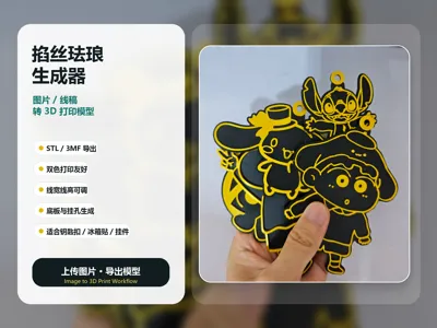 Cloisonné Generator: Image / Line Art One-Click Generation of 3D Printed Models / Keychain Generator