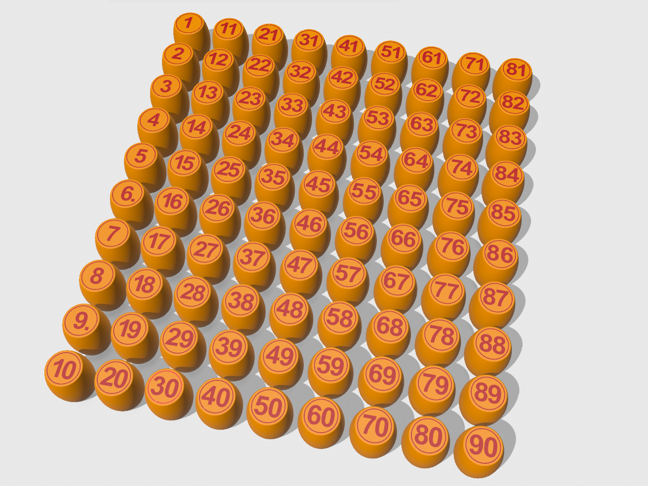 Lotto Bingo Barrels - Full Set 1-90 Game Pieces