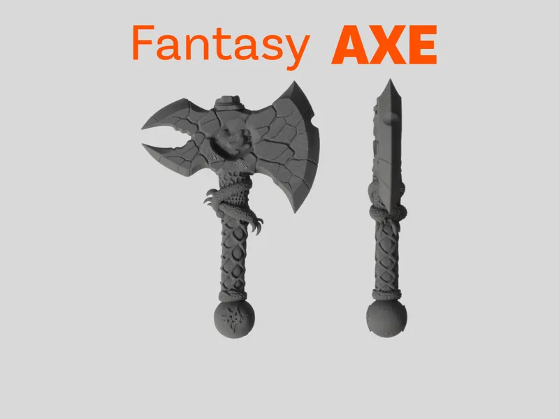 Dragon Claw Battle Axe – Miniature Fantasy Print