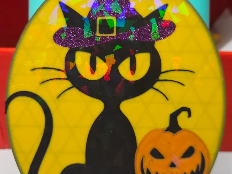 Cat and Jack o' lantern Sign