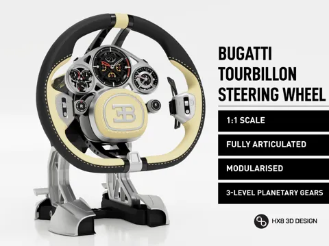 Letrero o emblema decorativo: 1:1 Bugatti Tourbillon Steering Wheel HX8 Design — referencia de MakerWorld