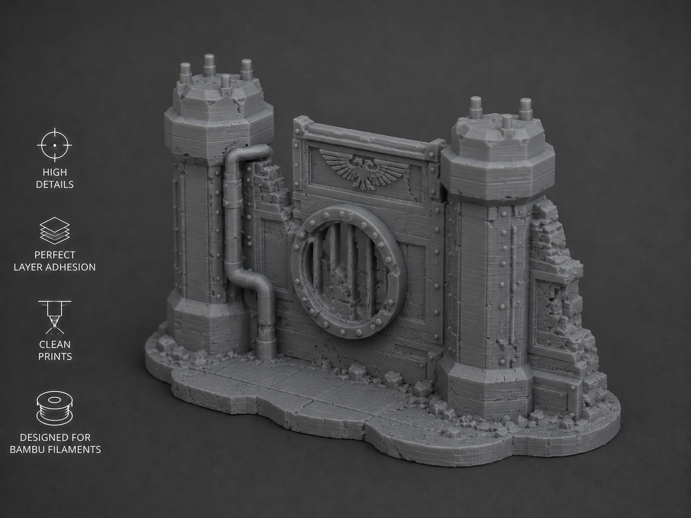 Imperial Ruined Wall Gate - Tabletop Terrain