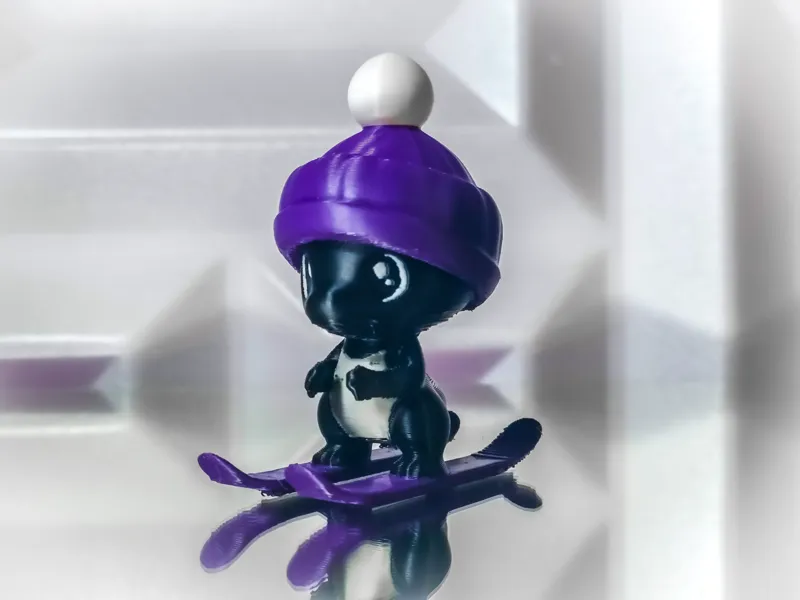 Little dinosaur on skis