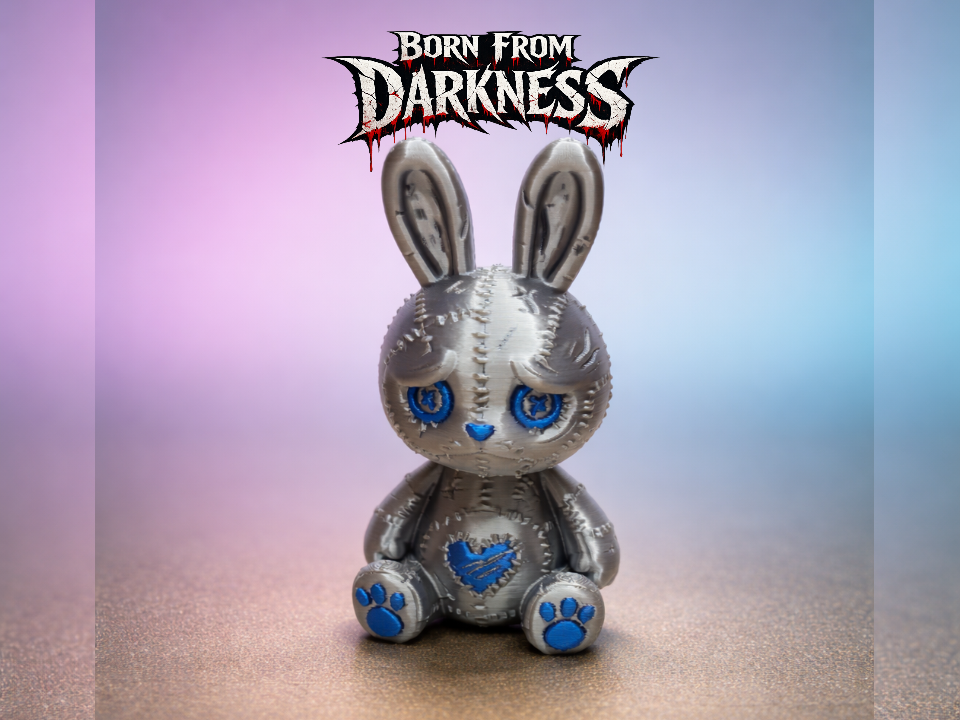 "Patchy Puff" Kuschel Horror Hase mit Herzblick