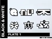 B&W - single plate with 6x fobs, black and white only
