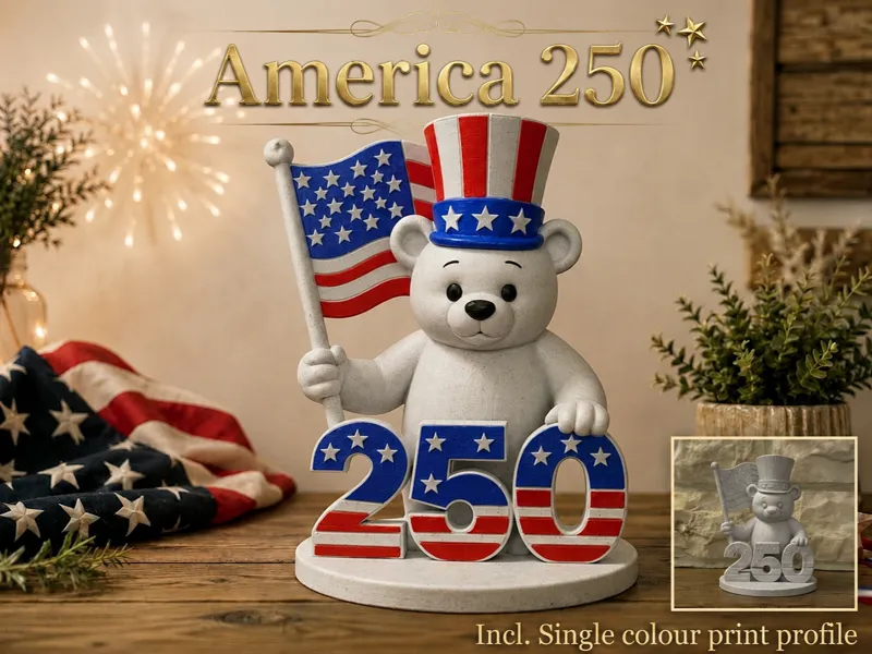 America 250 Patriotic Bear Monument