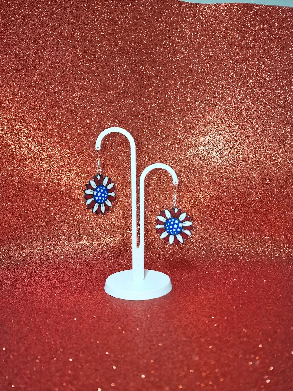 4 July sunflower earrings view 3