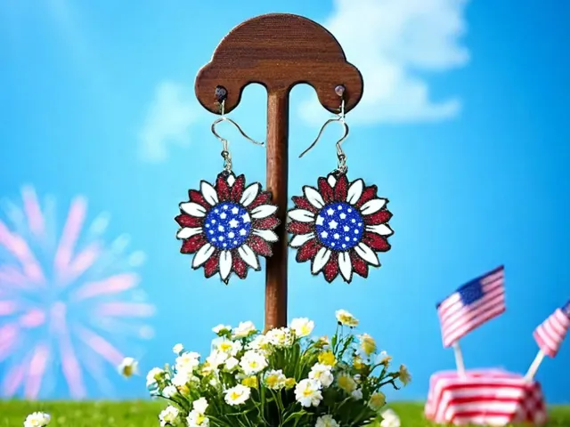 4 July sunflower earrings