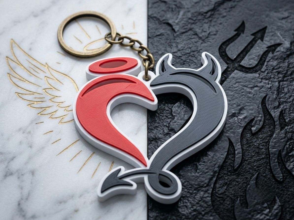 Portachiavi Cuore angeli e Demoni
