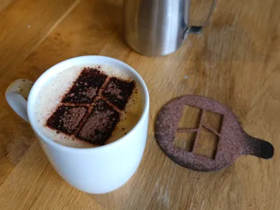 Bambu Lab logo latte art stencil