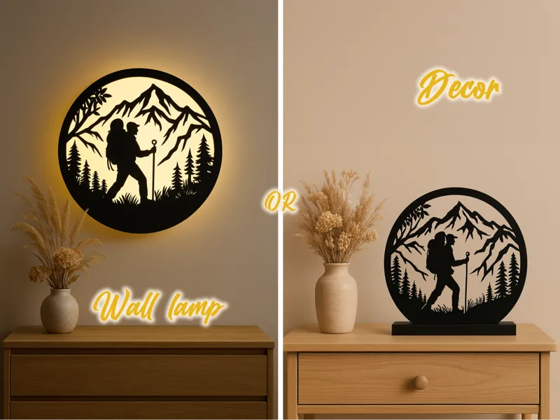 Hiker lamp / wall decor / table decoration