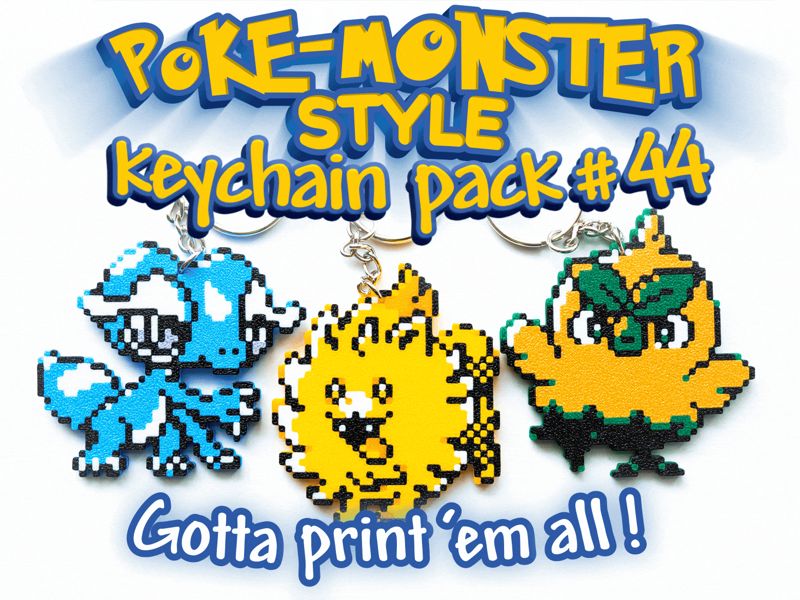Poke-Monster Keychain Pack #44 Browt Pombon Gecqua