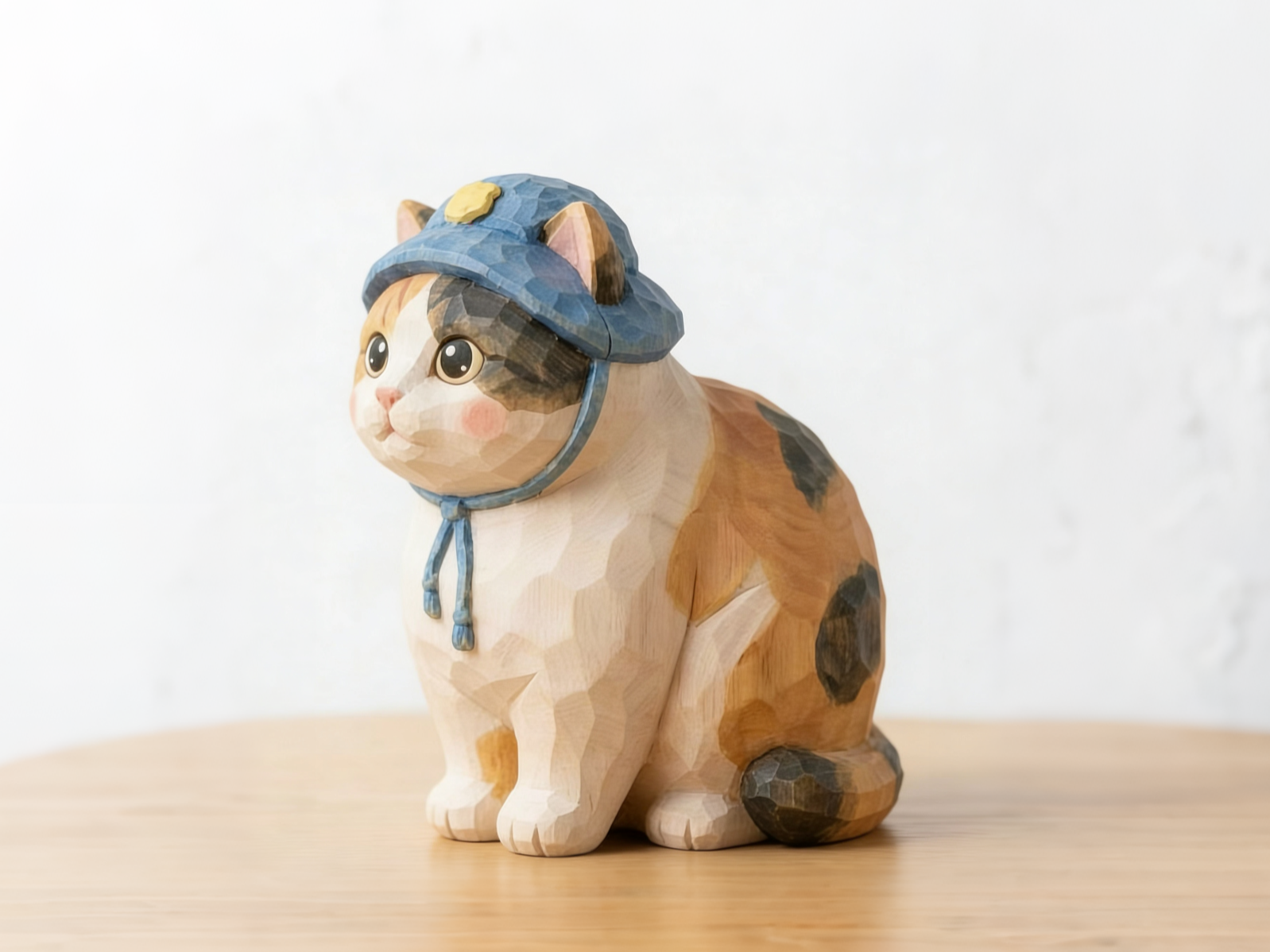 木雕小猫咪 可爱治愈系卡通摆件  桌面摆件  办公室 电脑桌摆件 涂色摆件