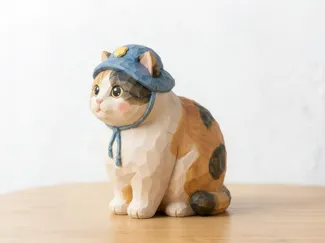 木雕小猫咪 可爱治愈系卡通摆件  桌面摆件  办公室 电脑桌摆件 涂色摆件