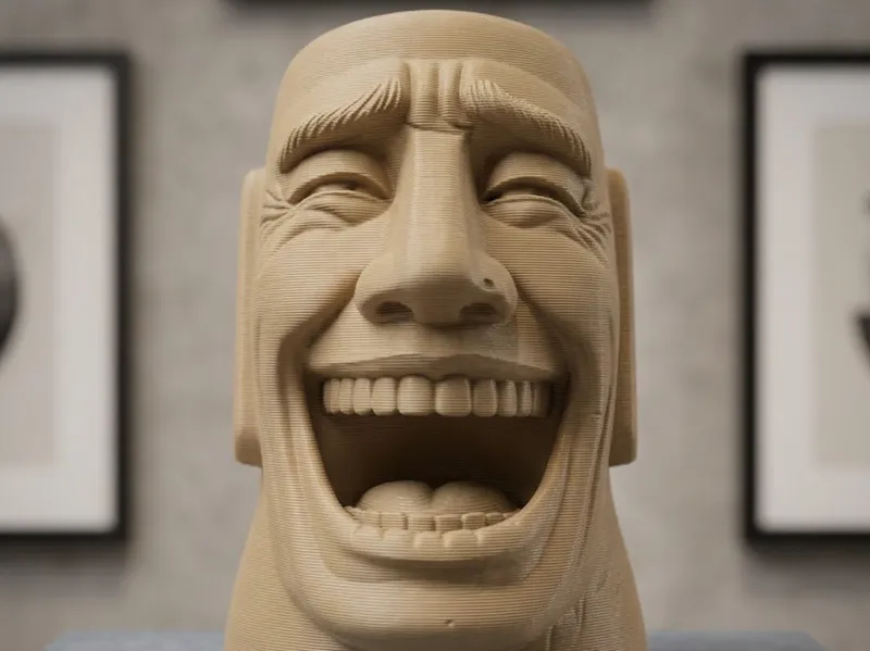 Moai Meme "Yao Ming Laugh" Expressive Stone Face