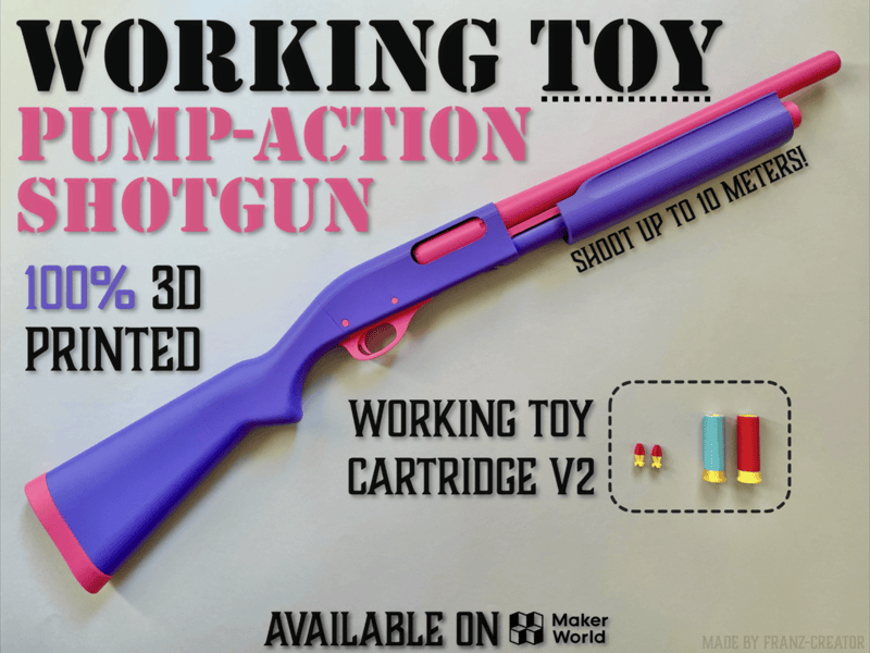 Working Toy Pump-Action Shotgun ● 100% 3D Printed