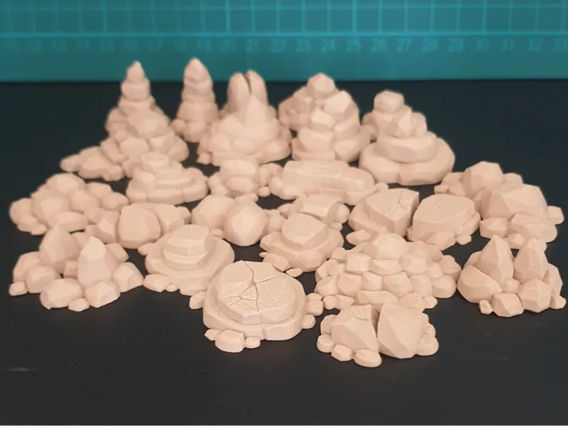 24x Small Rock Piles | Tabletop Terrain Scatter