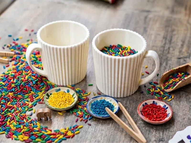 Textured Sensory Cup for Rainbow Rice Play