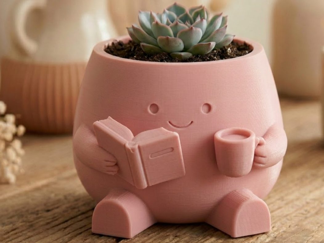 Cozy Reader Planter ♡  - Cute Book Lover Decor