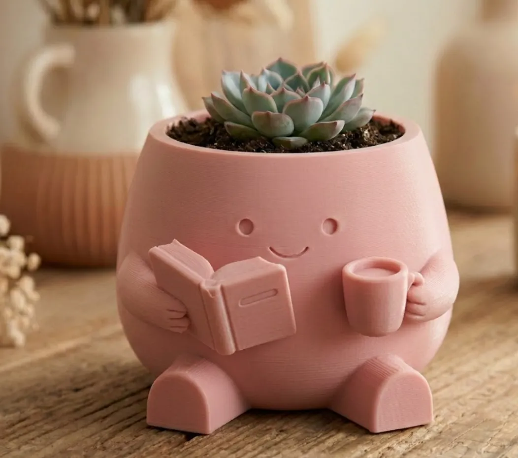 Cozy Reader Planter ♡ - Cute Book Lover Decor view 2