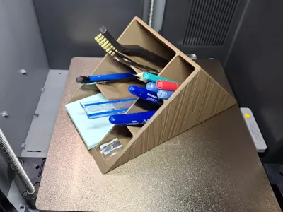 Triangular Wood-textured Pen/Tool holder