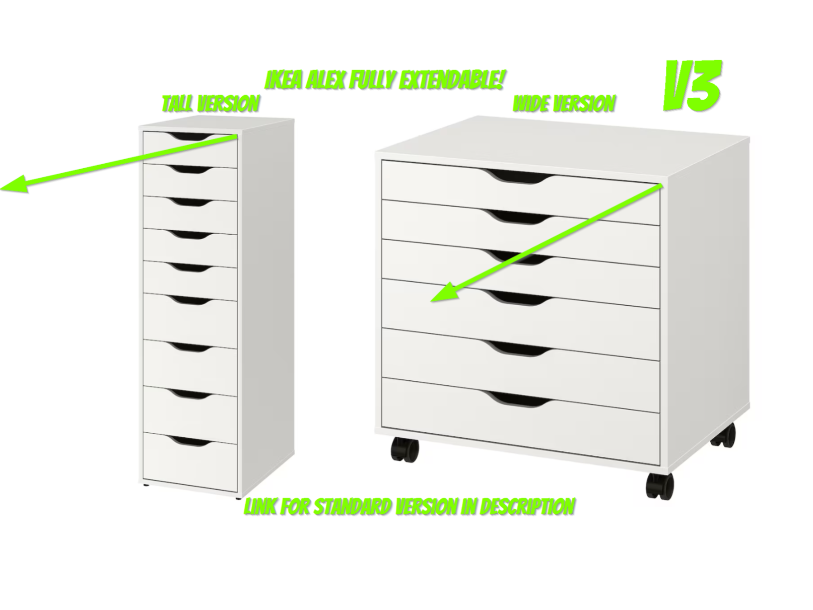 Ikea Alex 116x36&66x66 full extension small drawer