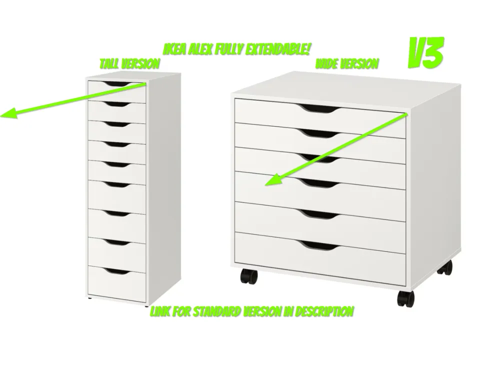 Ikea Alex 116x36&66x66 full extension small drawer - Free 3D Print