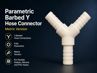 Parametric Barbed Y Hose Connector - Metric