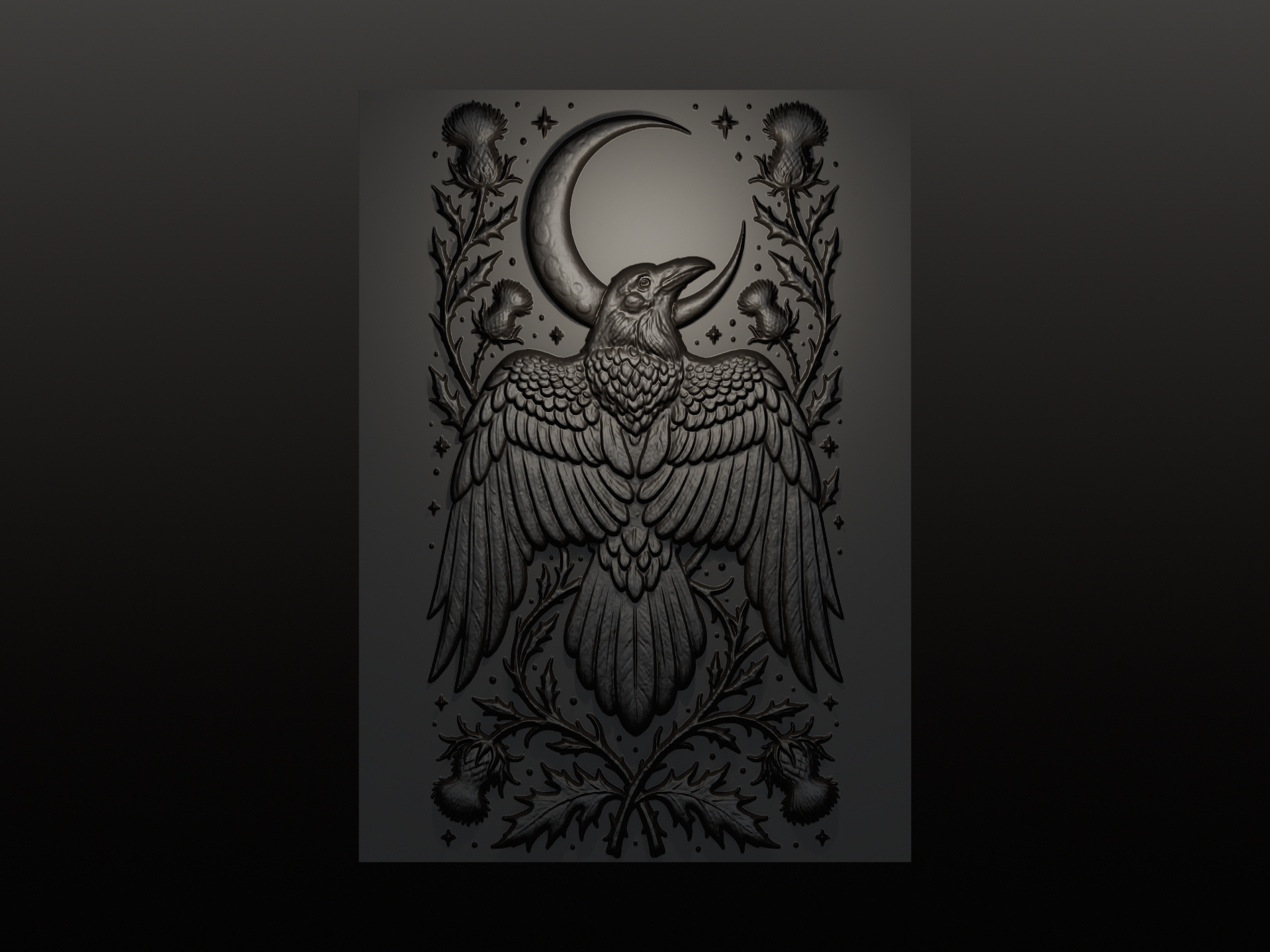 Raven’s Vigil — Gothic Bas-Relief Wall Art