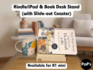 Kindle/iPad & Book Stand (with Slide-out Coaster)