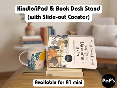 Kindle/iPad & Book Stand (with Slide-out Coaster)