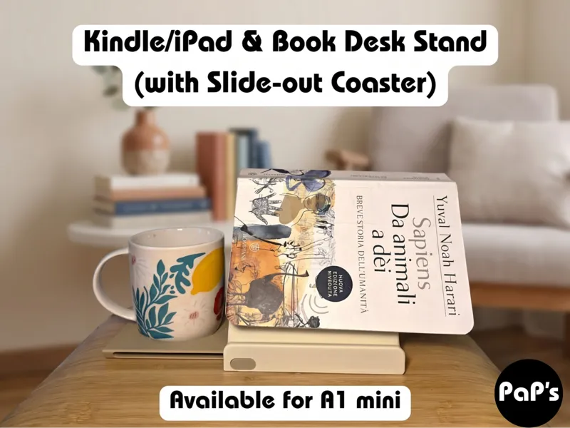 Kindle/iPad & Book Stand (with Slide-out Coaster)