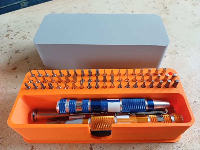 Modular Tool Bit Organizer Box with Lid