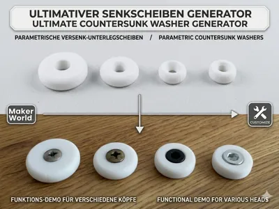 Ultimate Parametric Countersunk Washer Customizer