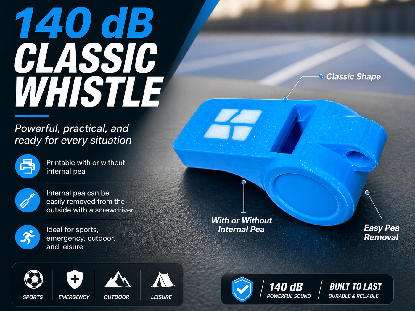 Classic Whistle  (Alert, Sport, Gaming) - 2 models