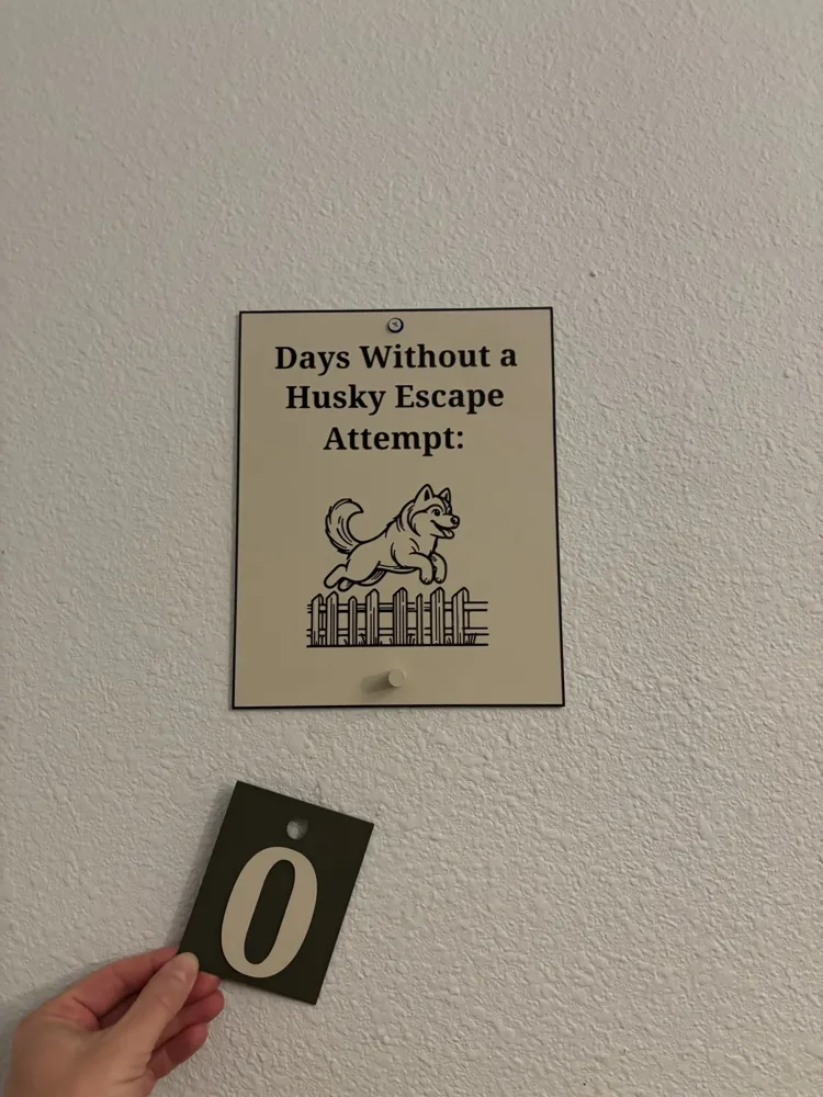 Attempt Sign Days Without a Husky Escape Attempt Sign - Free 3D Print Model - MakerWorld