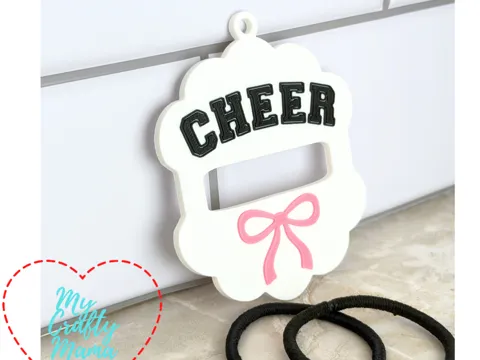 Accesorio para sujetar ligas de cabello: Cheer Scalloped hair tie keychain — referencia de MakerWorld