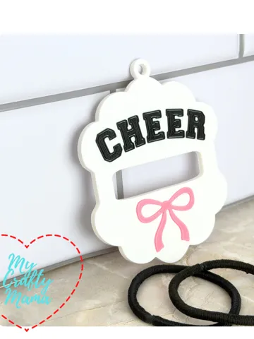 Accesorio para sujetar ligas de cabello: Cheer Scalloped hair tie keychain — vista de referencia 2