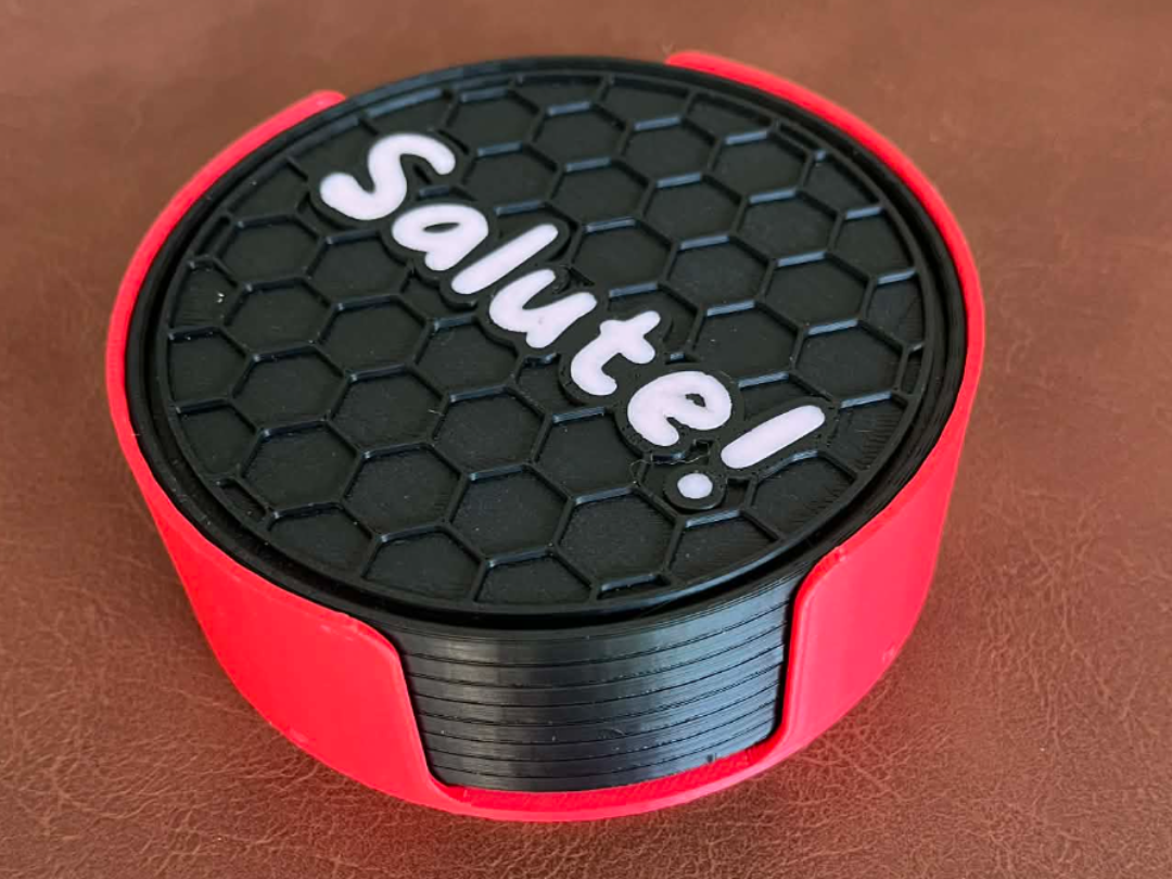 glass coasters in various languages