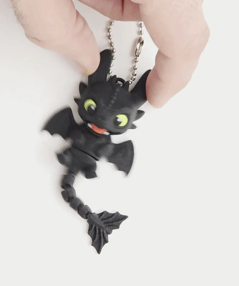 Articulated Toothless Dragon Keychain view 2