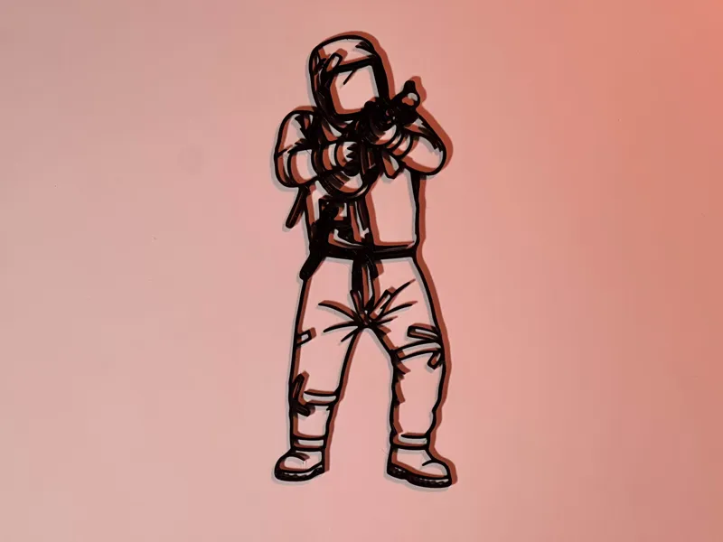 Art mural Line Art Hazmat Suit Rust