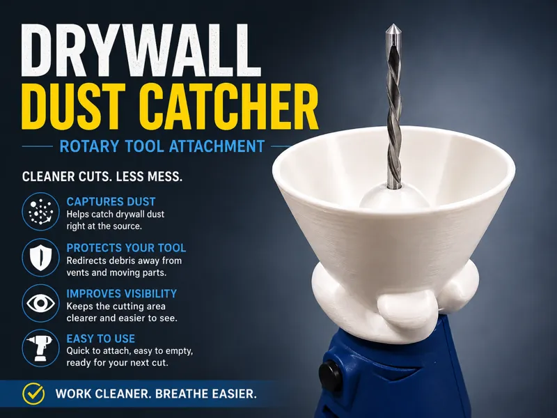 Rotary Tool Drywall Dust Catcher & Bit Guard
