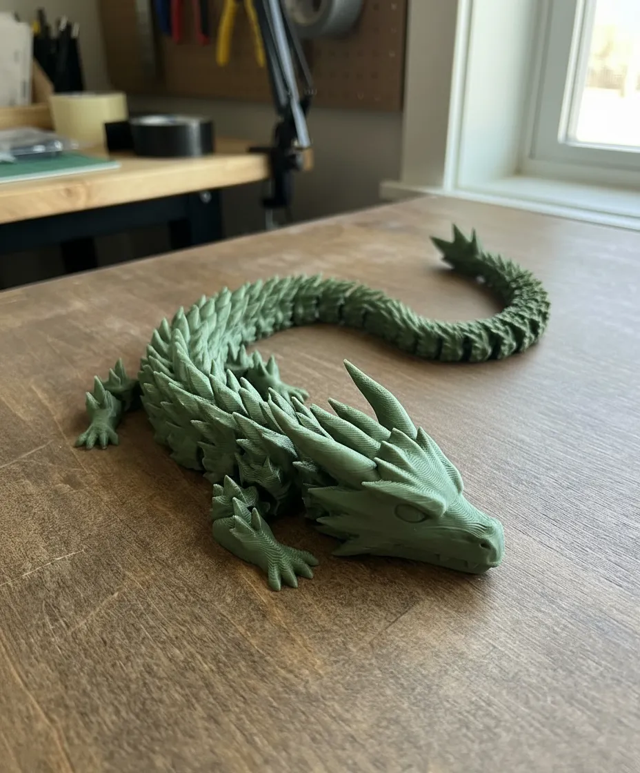 Spiked Articulated print in place Dragon - Free 3D Print Model - MakerWorld