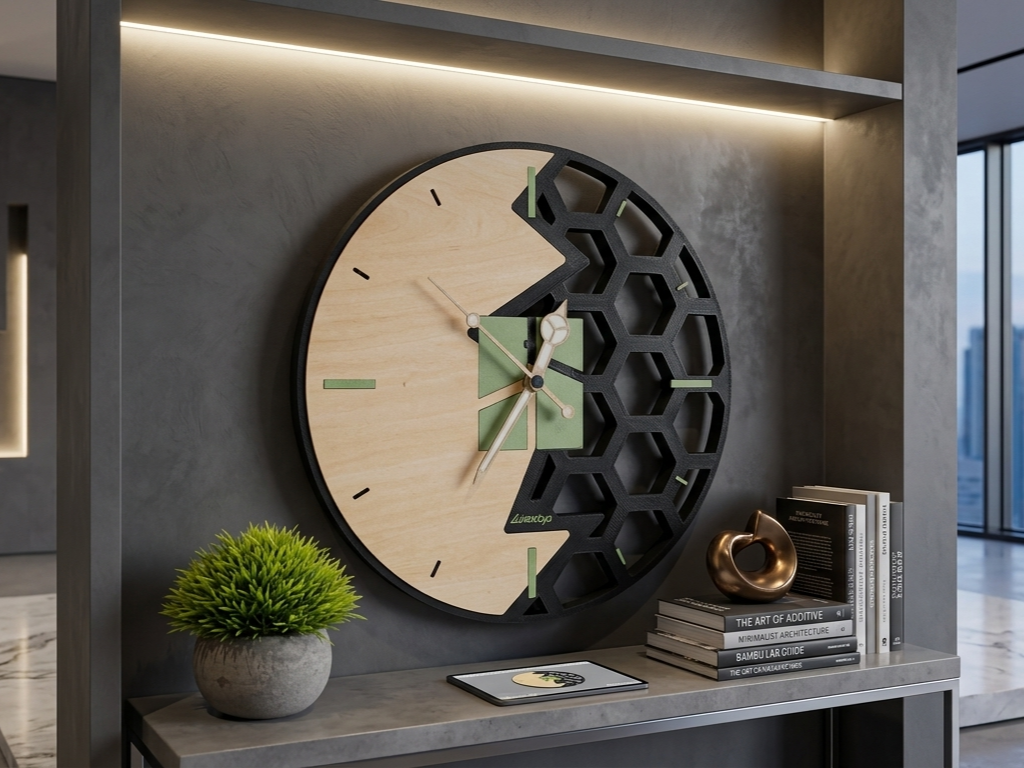 Bambu Wood Honeycomb Wall Clock