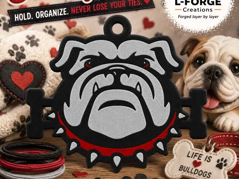 Accesorio para sujetar ligas de cabello: Cute Bulldog Hair Tie Holder Keychain — referencia de MakerWorld